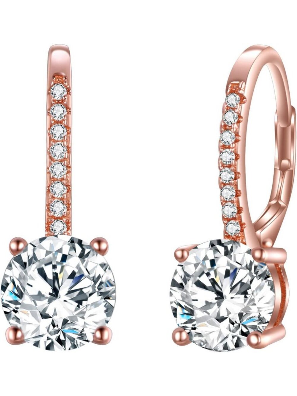 Elegant 925 Sterling Silver Round CZ Bridal Dangle Earrings - Perfect for